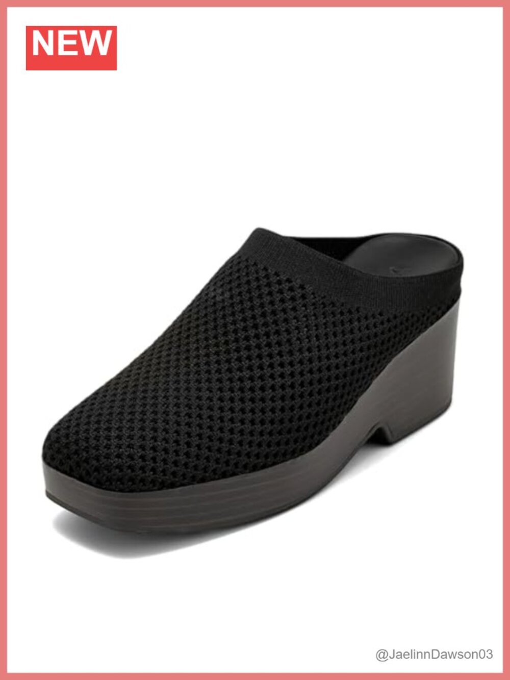Womens Mule Shoes Knit Fabric Wedge Heel Slip On Comfort